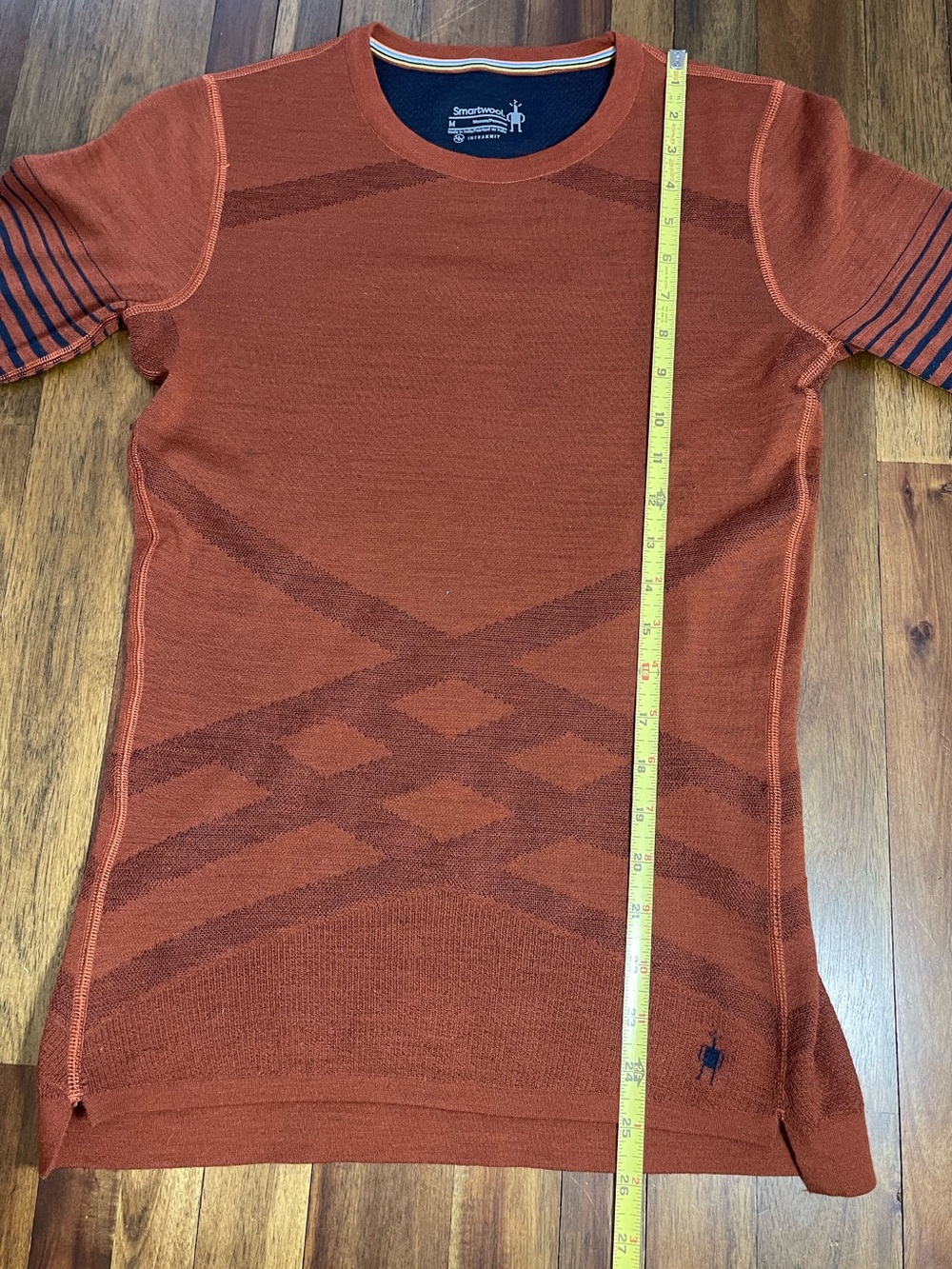 Smartwool Intraknit Rust Orange & Navy Long Sleeve Knit Top Women’s Size Medium - Picture 8 of 10